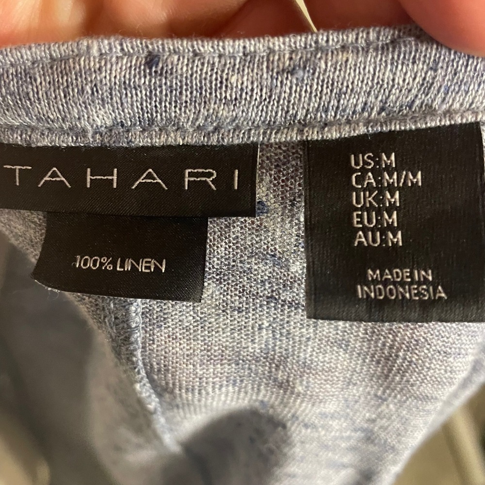 Tahari Linen Blend Open Front Cardigan‎ Sweater Lightweight Women's M - Picture 4 of 4